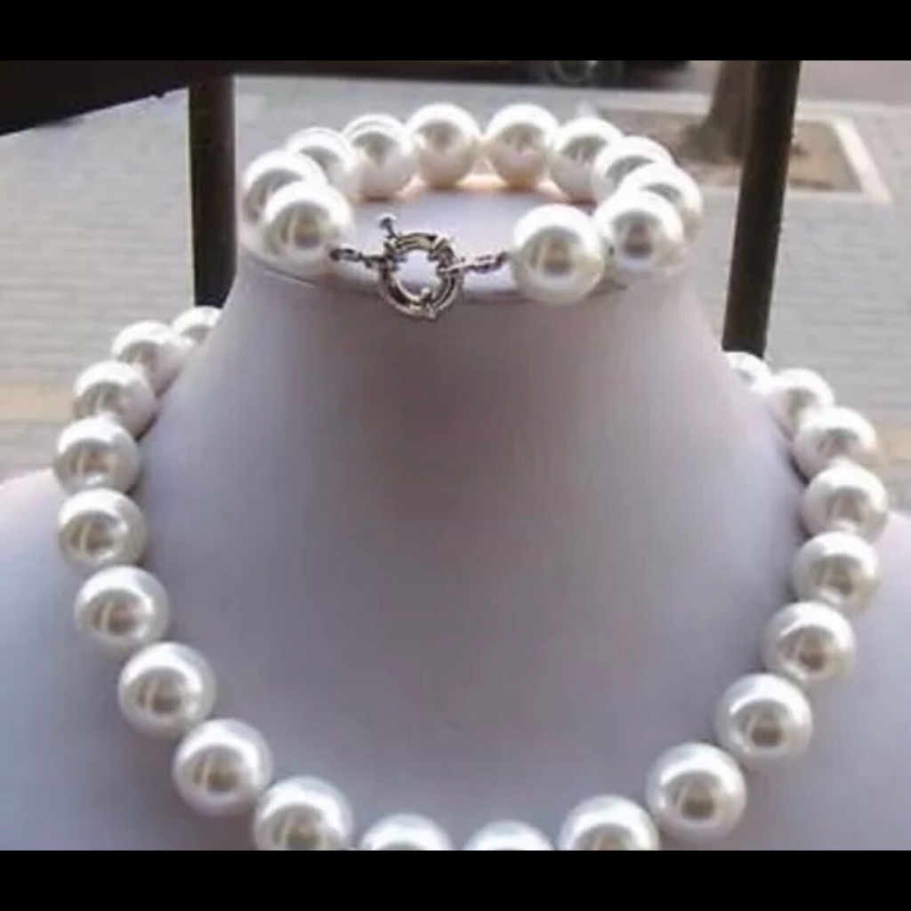 14mm White Aaa South Sea Shell Pearl Round Beads